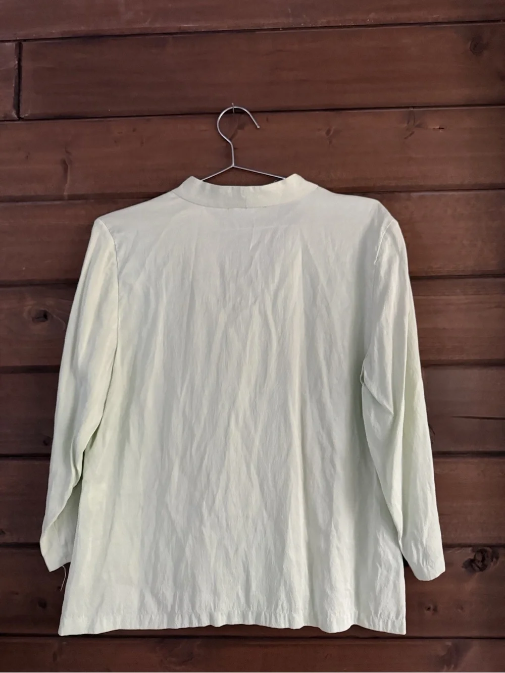 Eileen Fisher 100% Silk Button Up Blouse Light Green